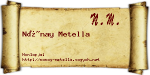 Nánay Metella névjegykártya